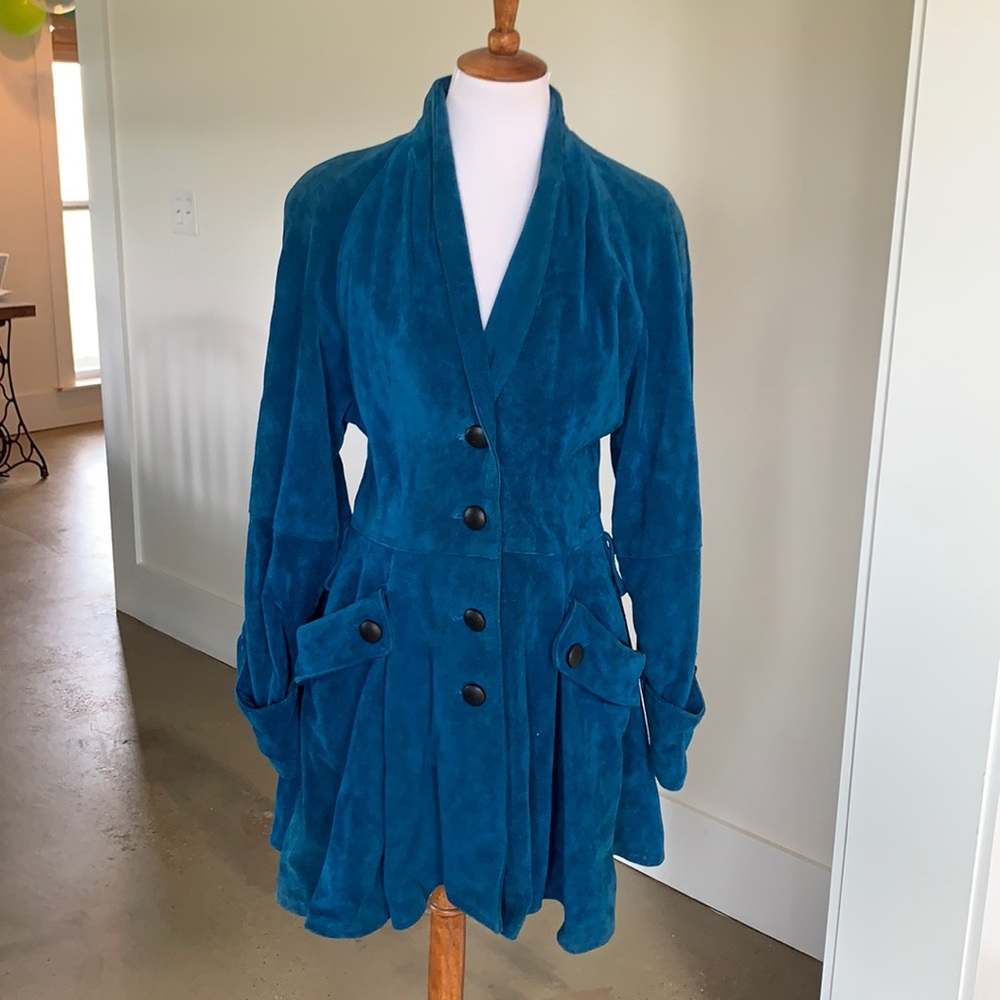 Vintage blue suede leather jacket by Phoenix